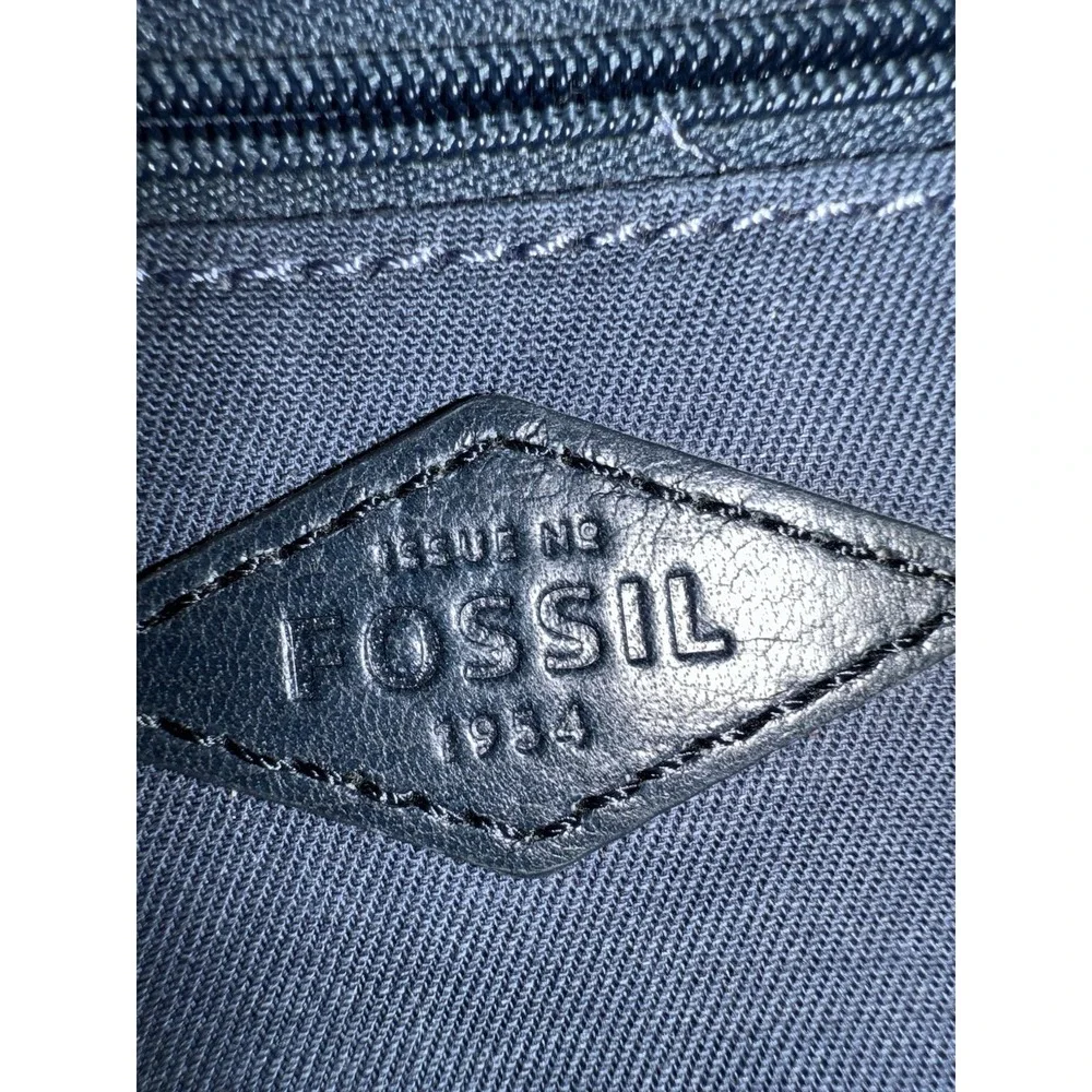 Fossil Long Live Vintage 1954 Blue And Gray Leather Flap Crossbody Bag Purse